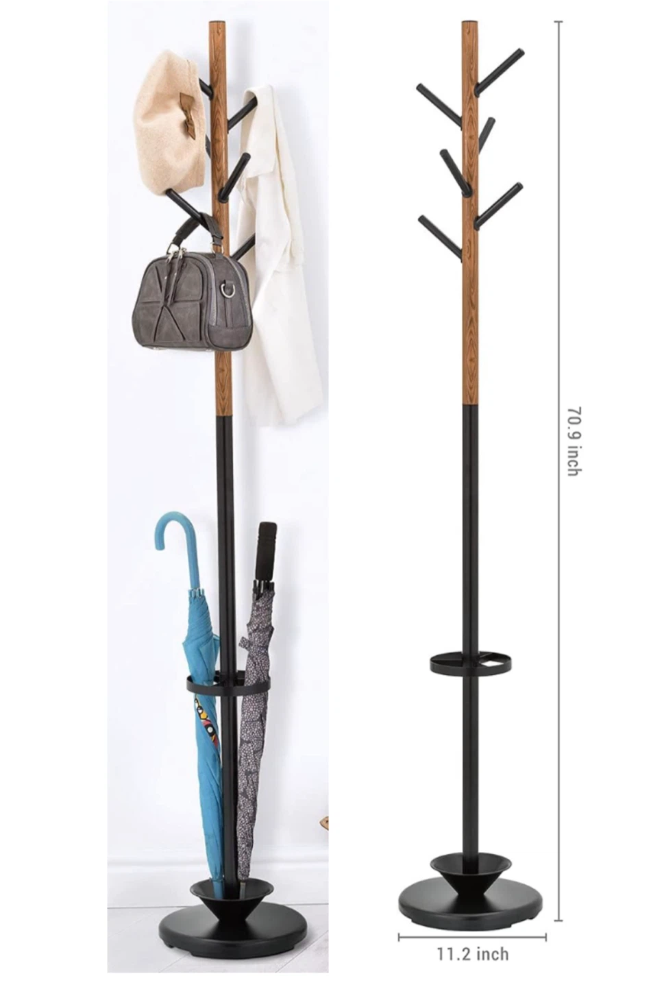 Coat Rack Stand with Umbrella Holder 70.9 inch