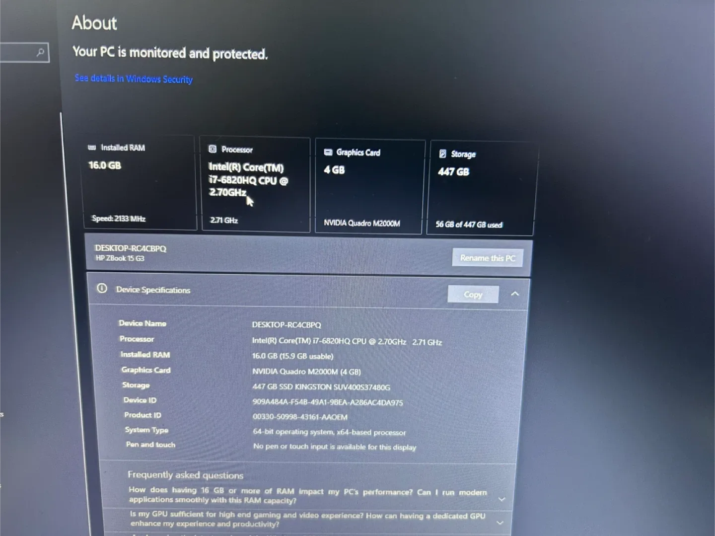 HP ZBook 15 G3 Laptop - i7, 16GB RAM, 500GB Storage image indicator(3)