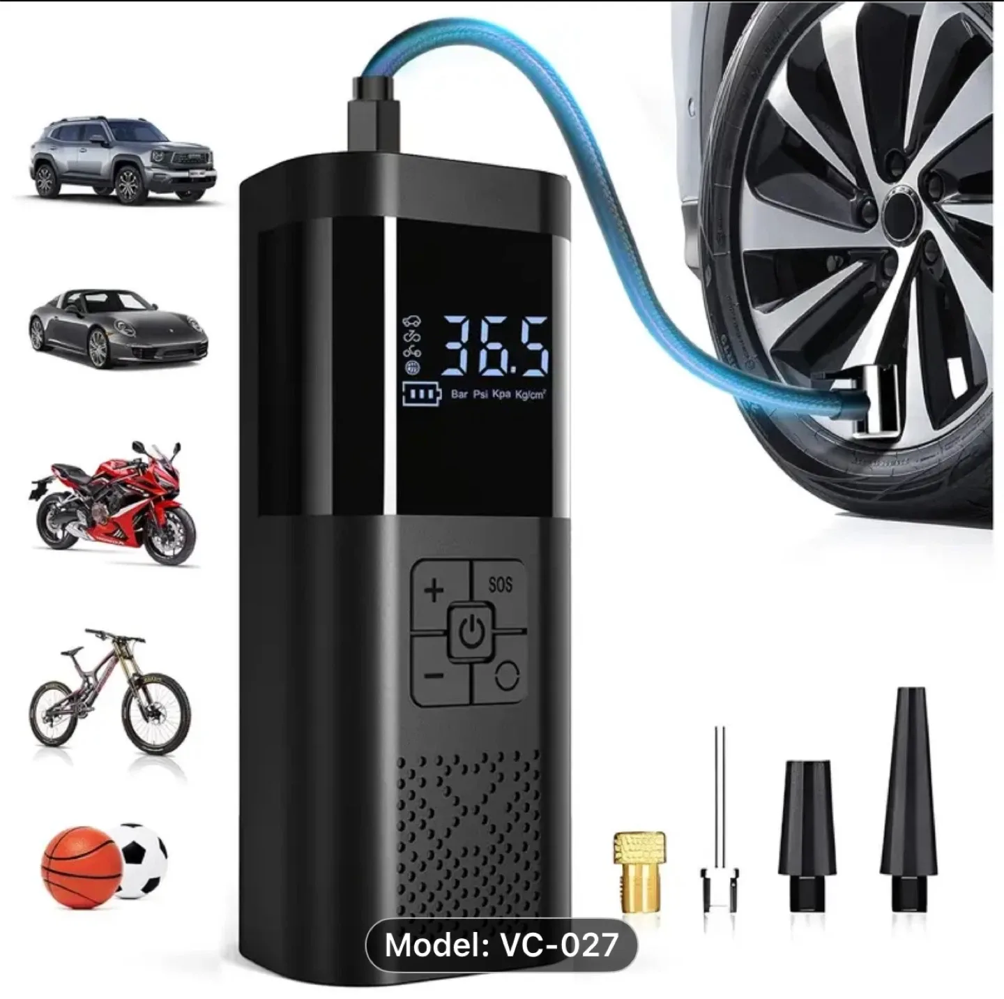 Portable Air Compressor Tire Inflator, 150PSI Car Tire Pump image indicator(4)