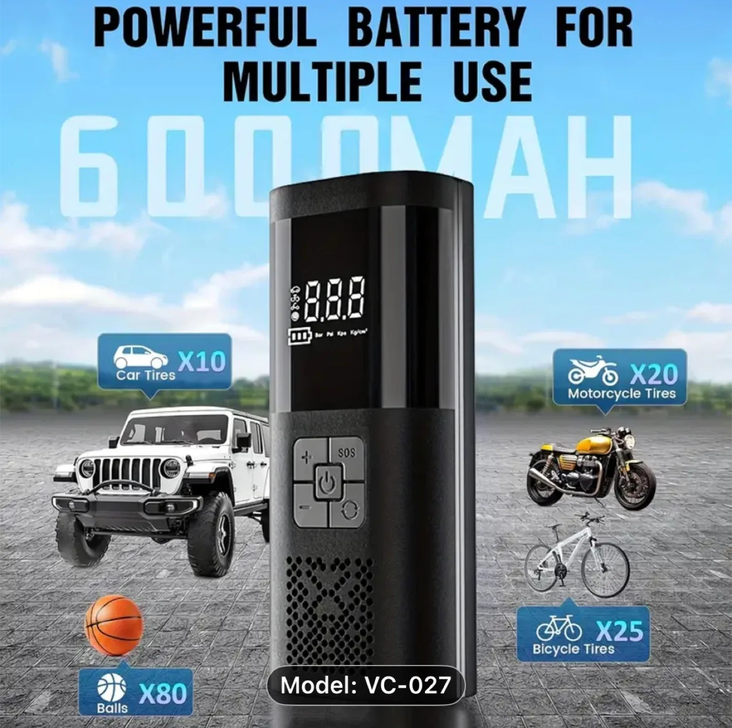 Portable Air Compressor Tire Inflator, 150PSI Car Tire Pump image indicator(2)