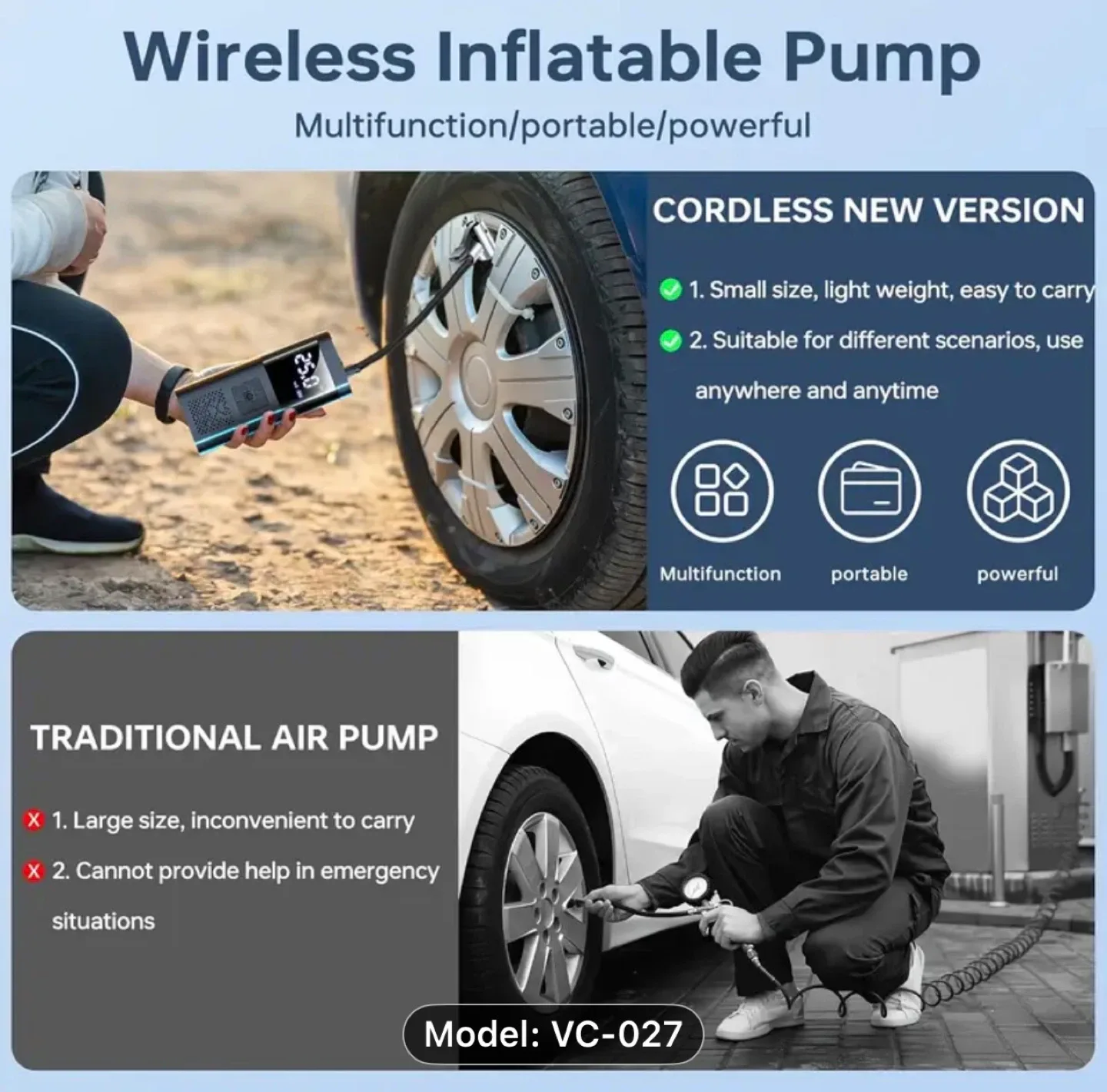 Portable Air Compressor Tire Inflator, 150PSI Car Tire Pump image indicator(3)