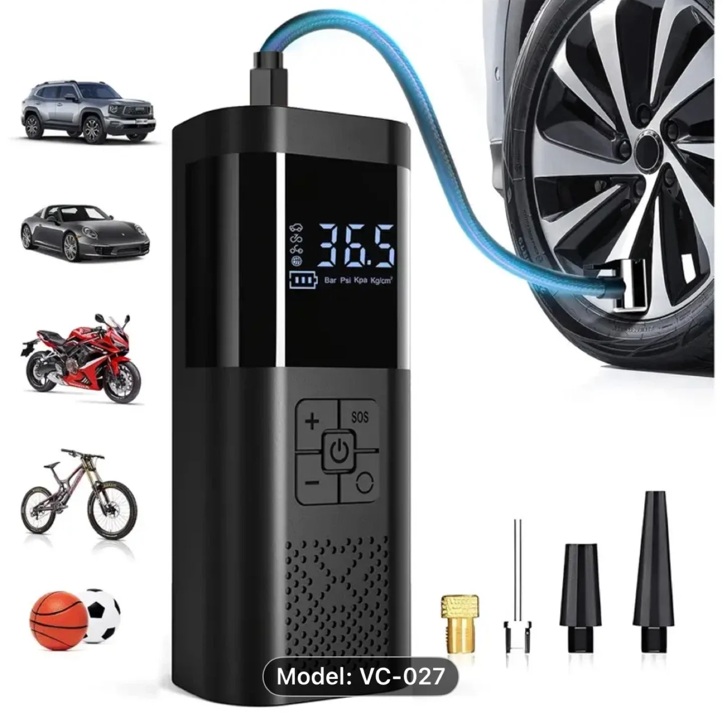 Portable Air Compressor Tire Inflator, 150PSI Car Tire Pump image indicator(8)