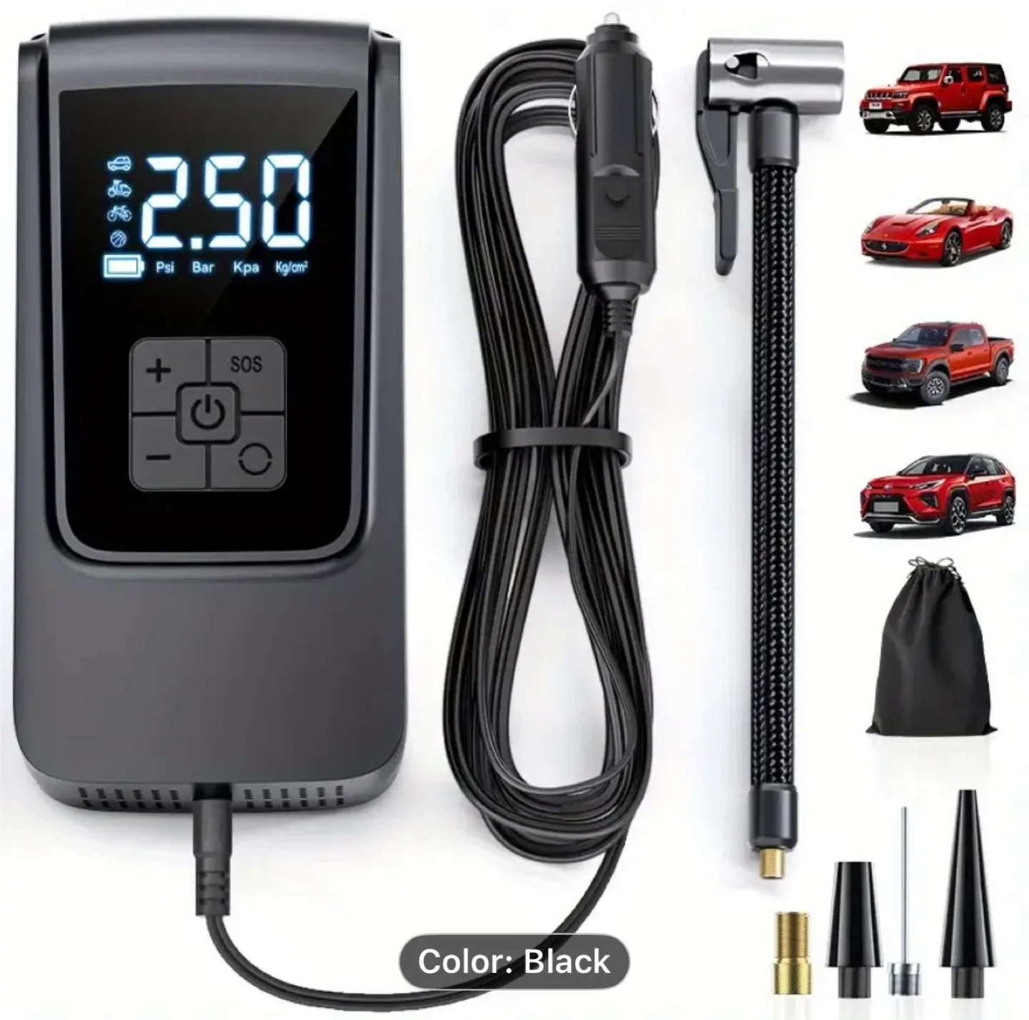 Car tire inflator, fast inflation, portable car tire inflator image indicator(2)