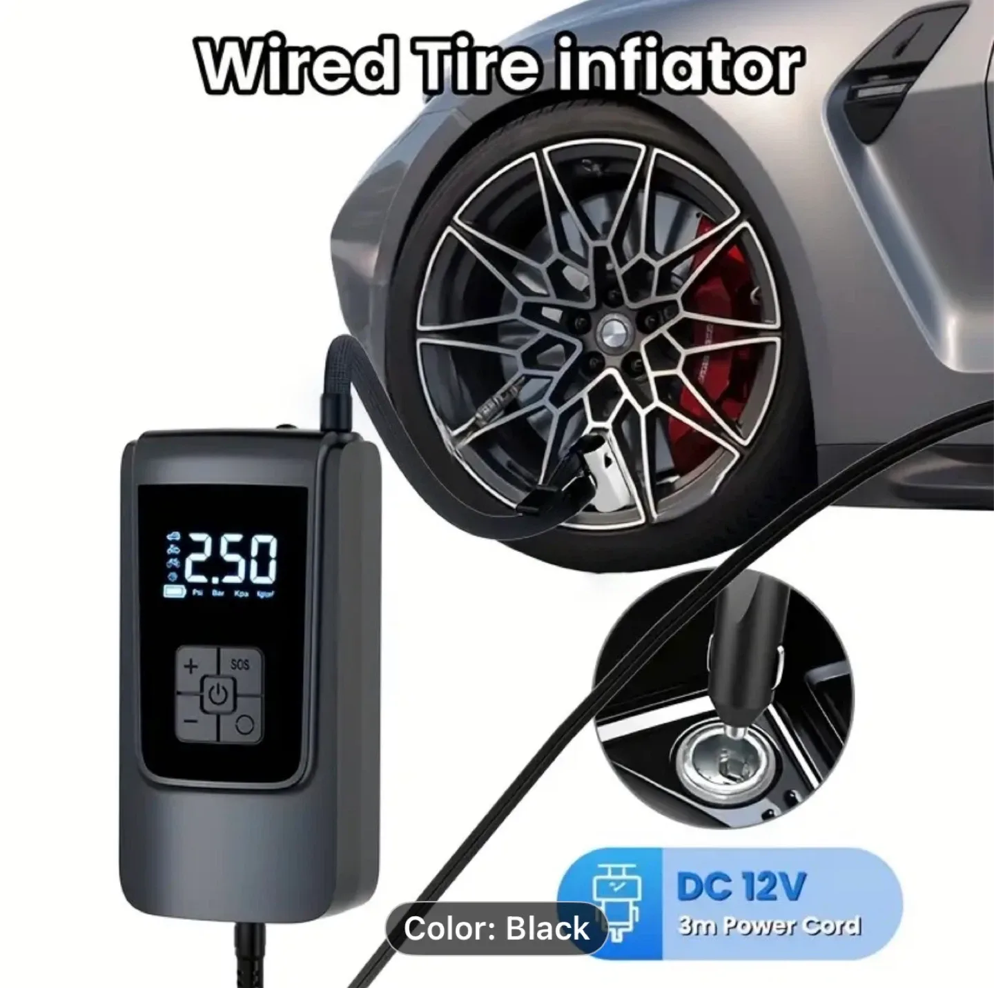 Car tire inflator, fast inflation, portable car tire inflator image indicator(7)