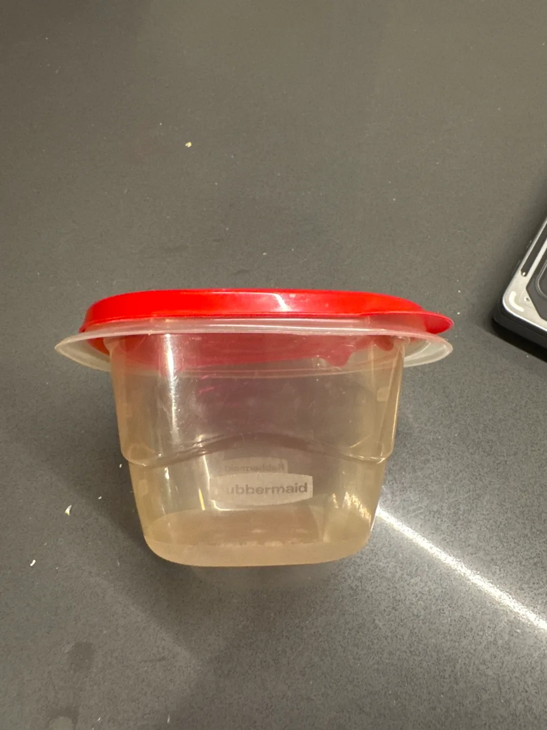 Rubbermaid Container with Red Lid thumbnail