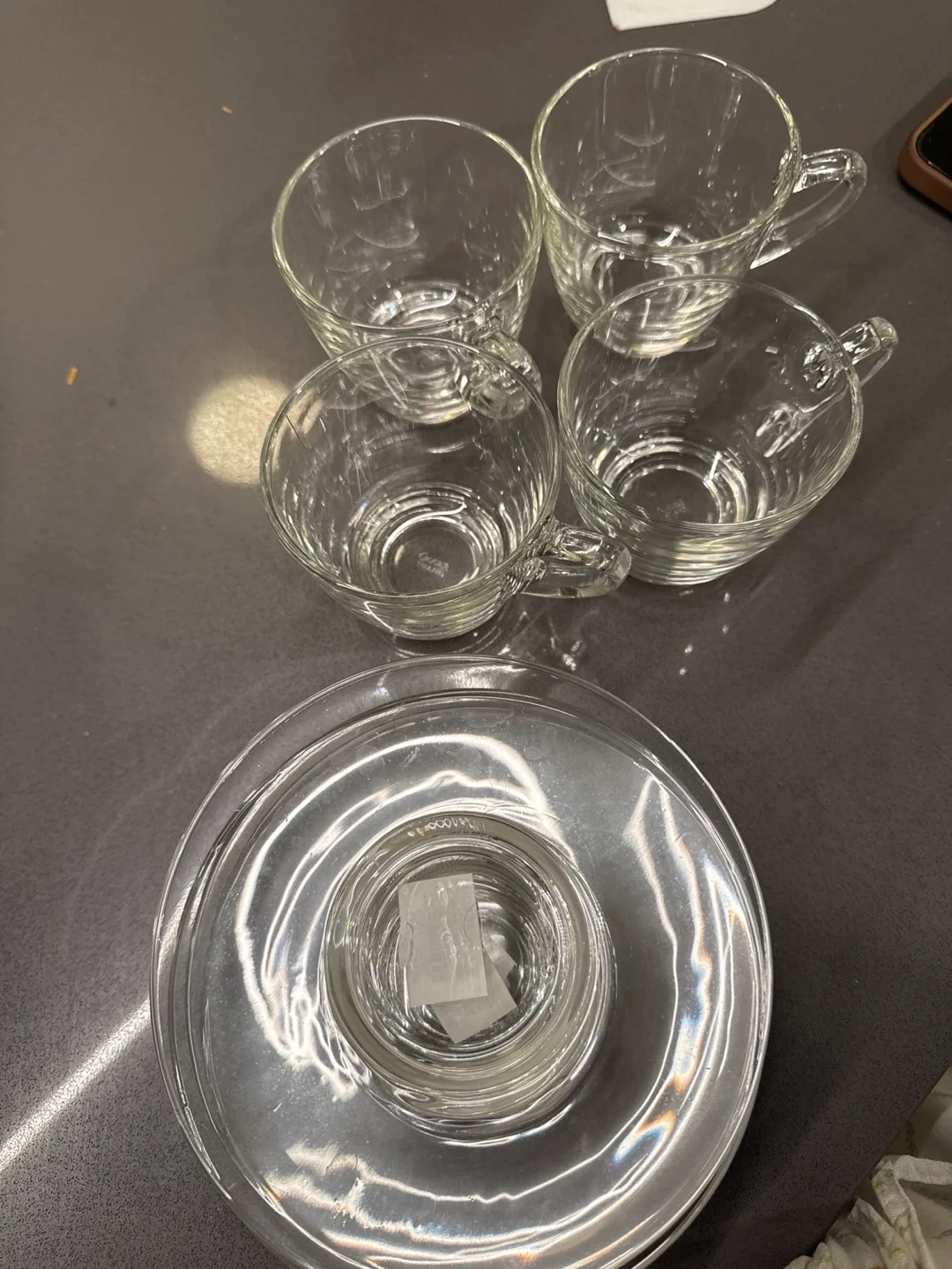 Glass Mugs and Saucer Set thumbnail