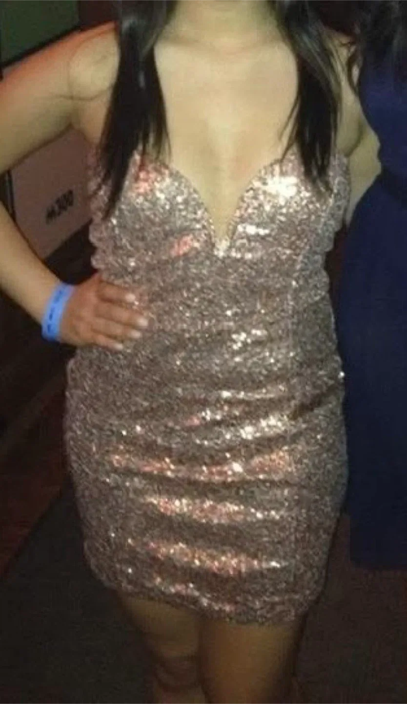 Tobi Sequin Mini Dress, Rose Gold - S image indicator(4)