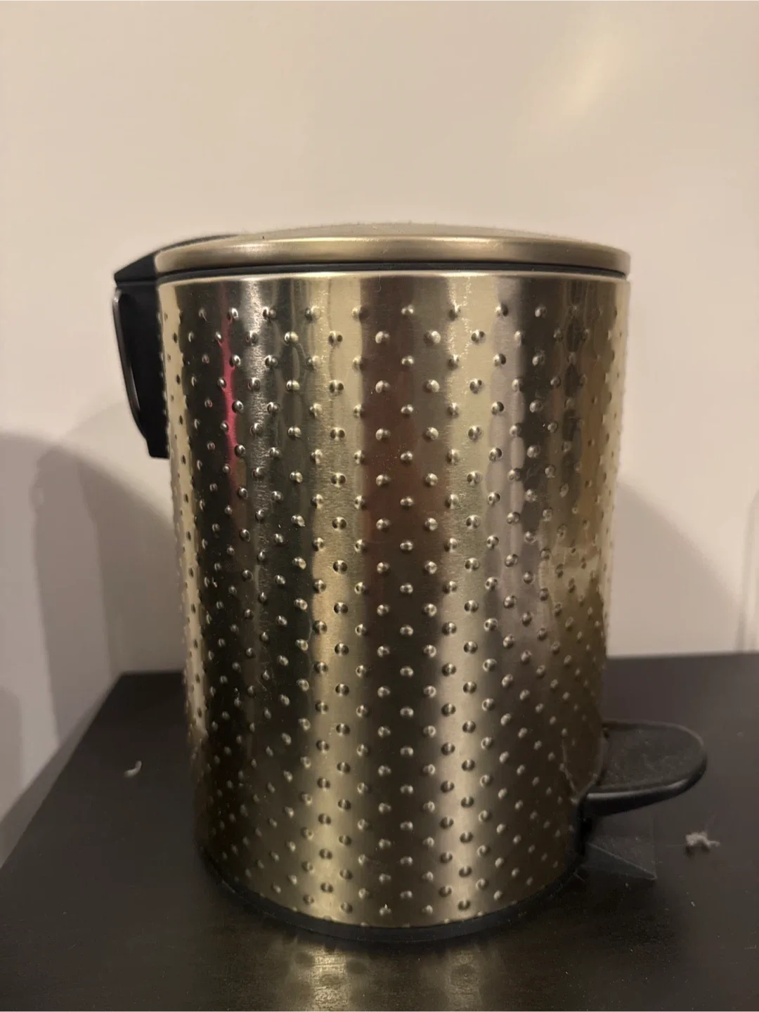 Gold Metal Step-On Trash Can