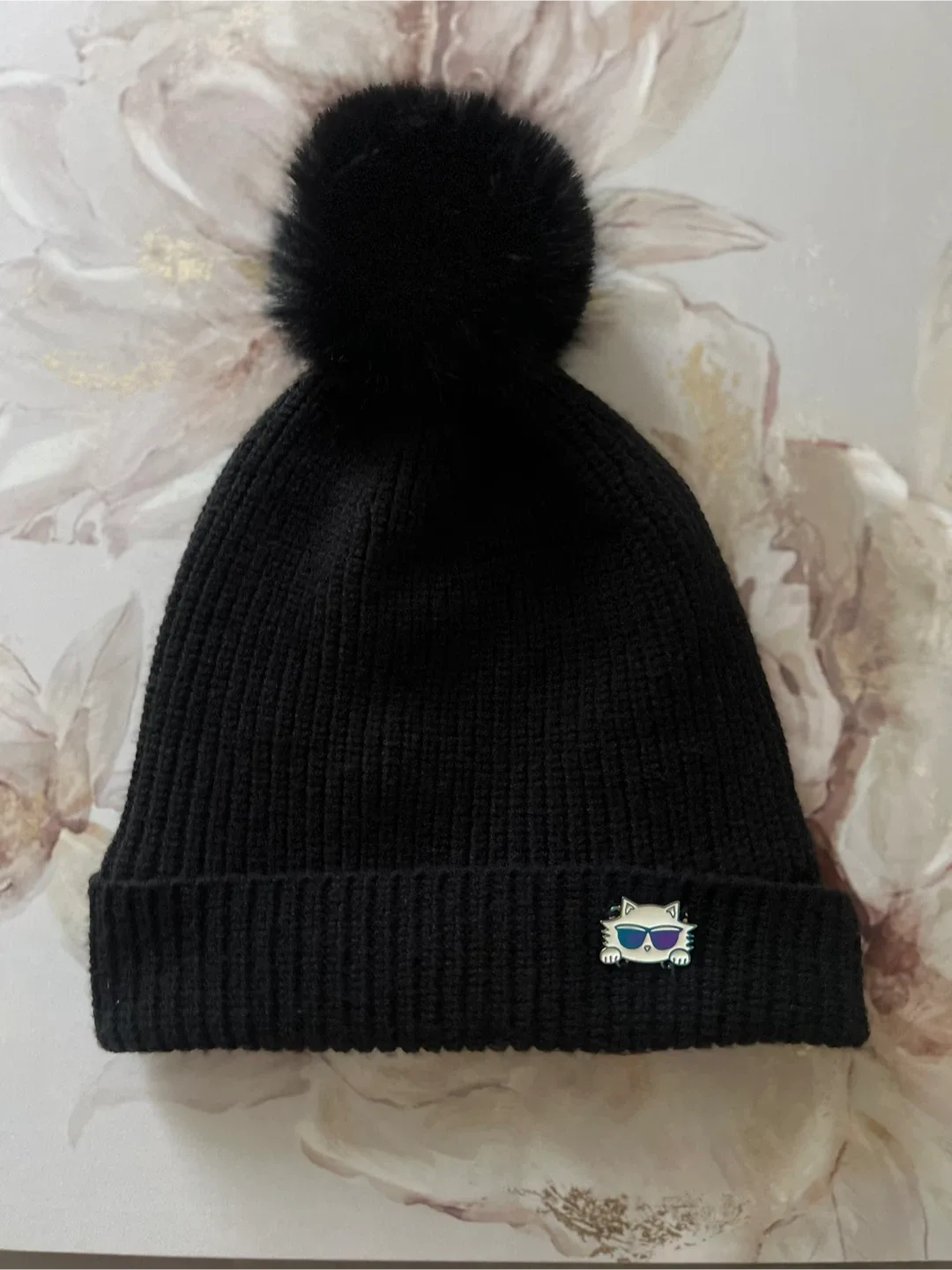 Karl Lagerfeld  Rainbow Faux Fur Pom Pom Beanie thumbnail