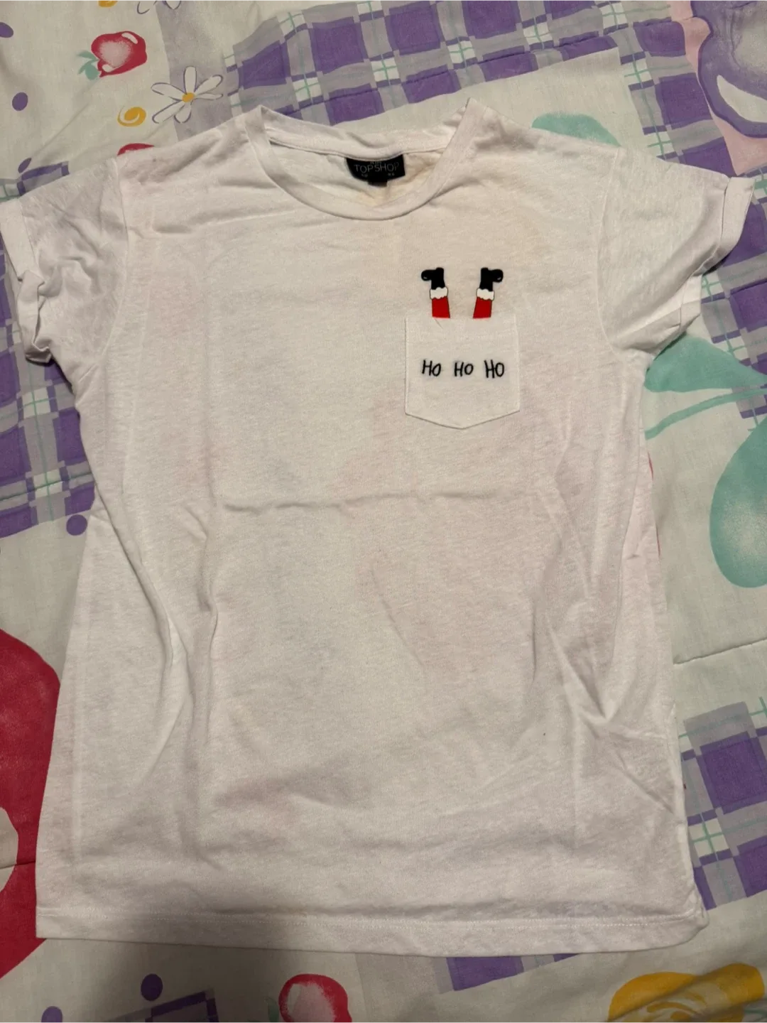 Topshop White T-Shirt with Pocket - size 2 thumbnail