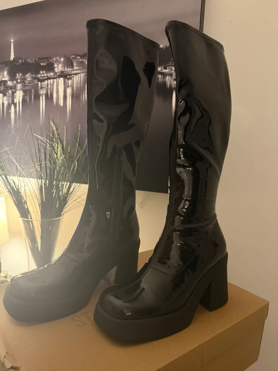 Steve Madden Black Patent Boots