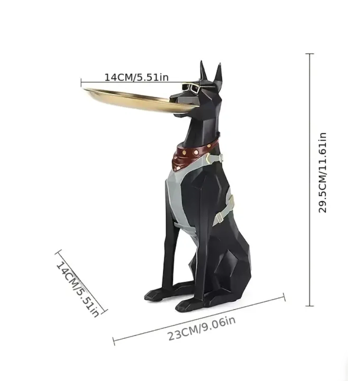 Doberman Butler Statue with Tray, 11.6in - photo 2