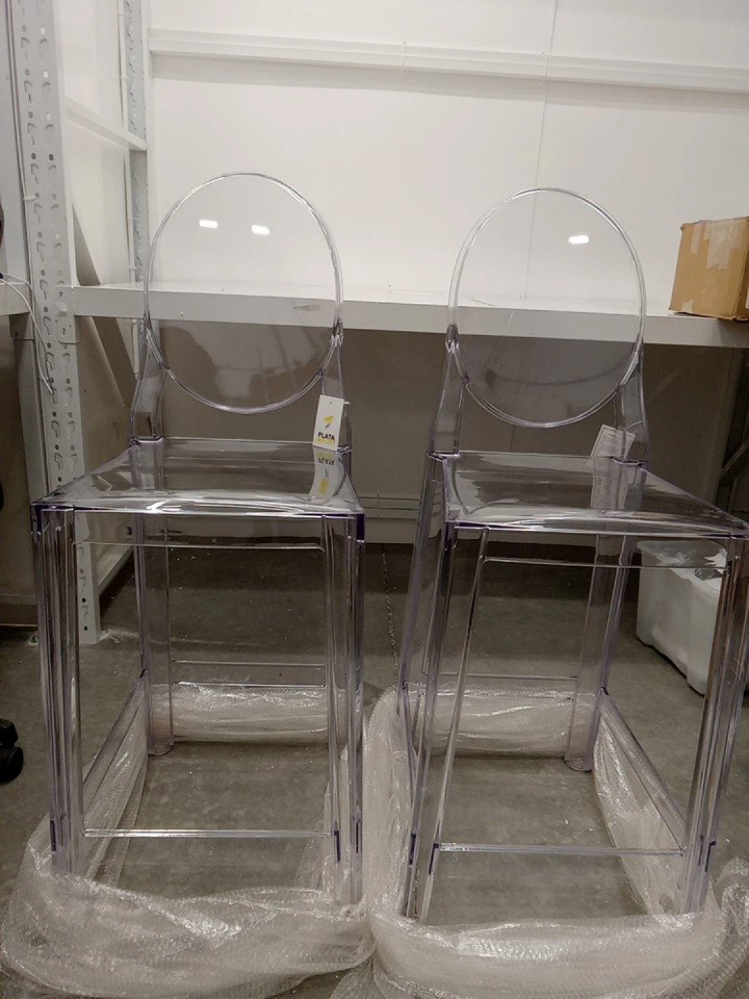 Brand New Set of 2 Plata Clear Bar Stools