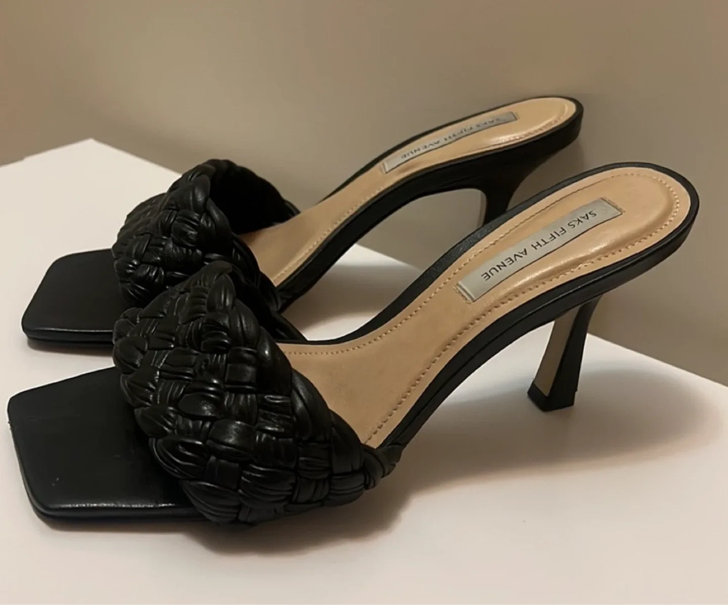 Saks Fifth Avenue Braided Leather Heel Sandals image indicator(2)