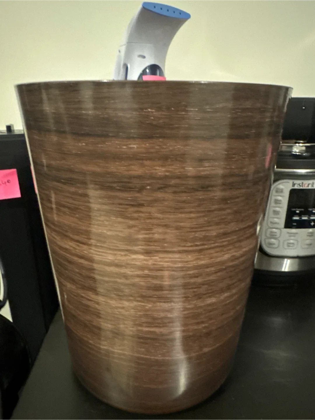 Wood Grain Trash Can