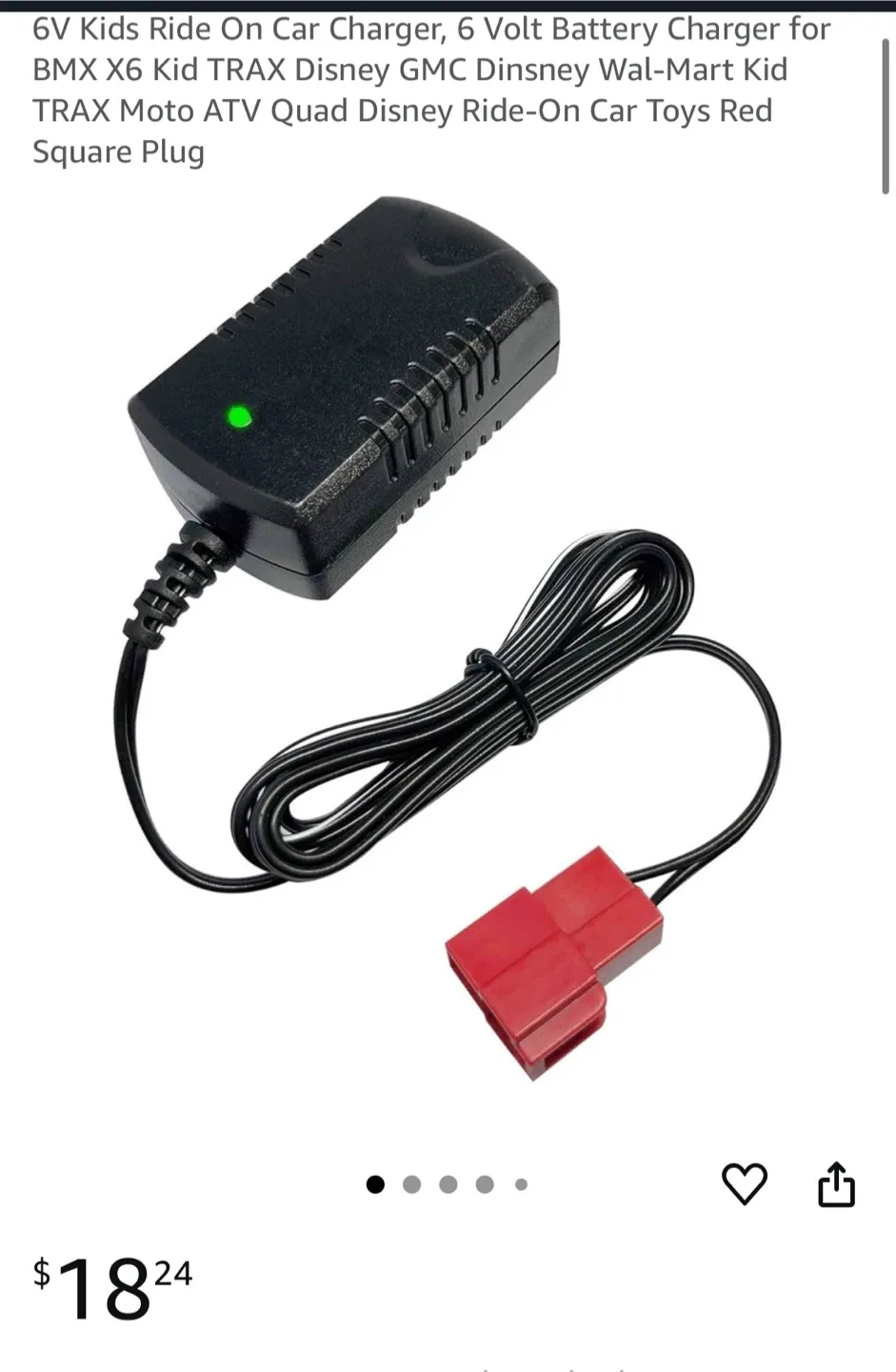 6V Kids Ride On Car Charger thumbnail