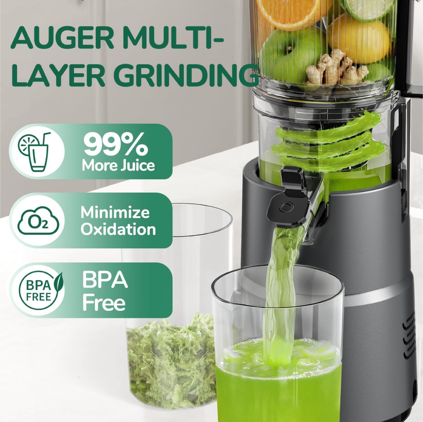 Brand New Canoly Cold Press Juicer, 350W Slow Masticating Juicer - photo 3