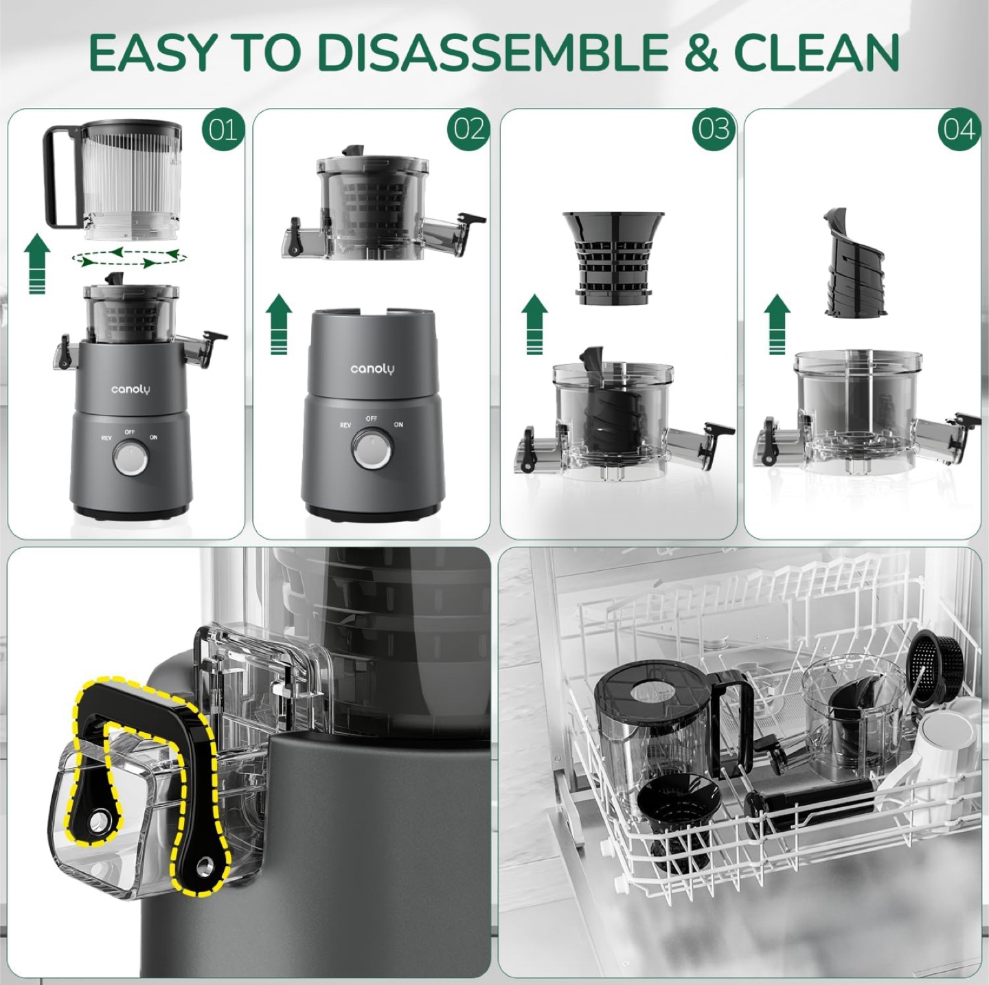 Brand New Canoly Cold Press Juicer, 350W Slow Masticating Juicer - photo 2