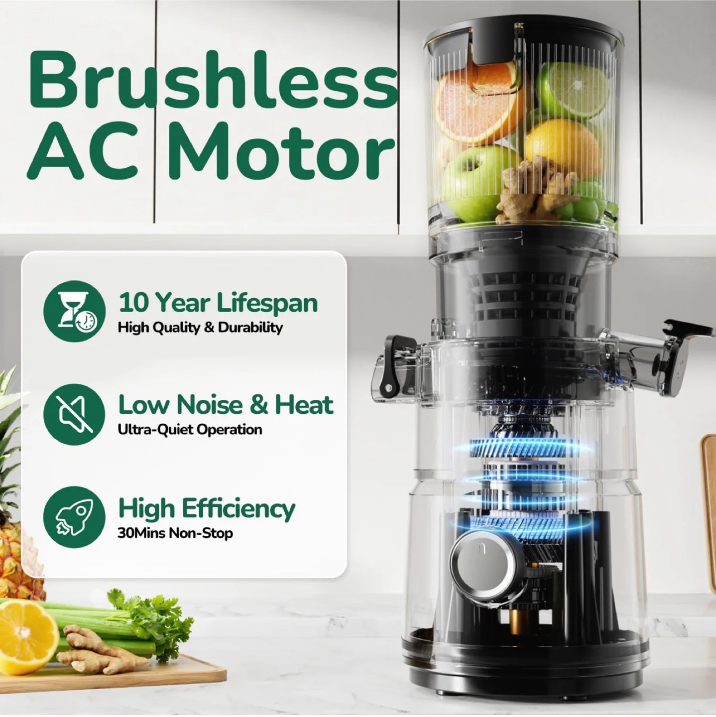 Brand New Canoly Cold Press Juicer, 350W Slow Masticating Juicer image indicator(7)