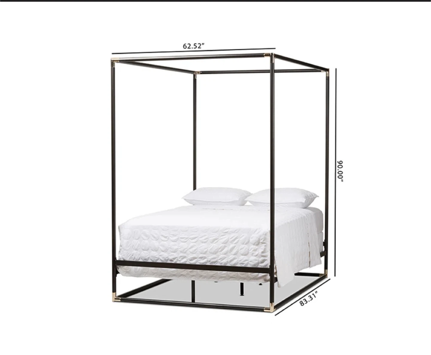 Black Metal/Gold Ends Canopy Bed Frame - photo 4