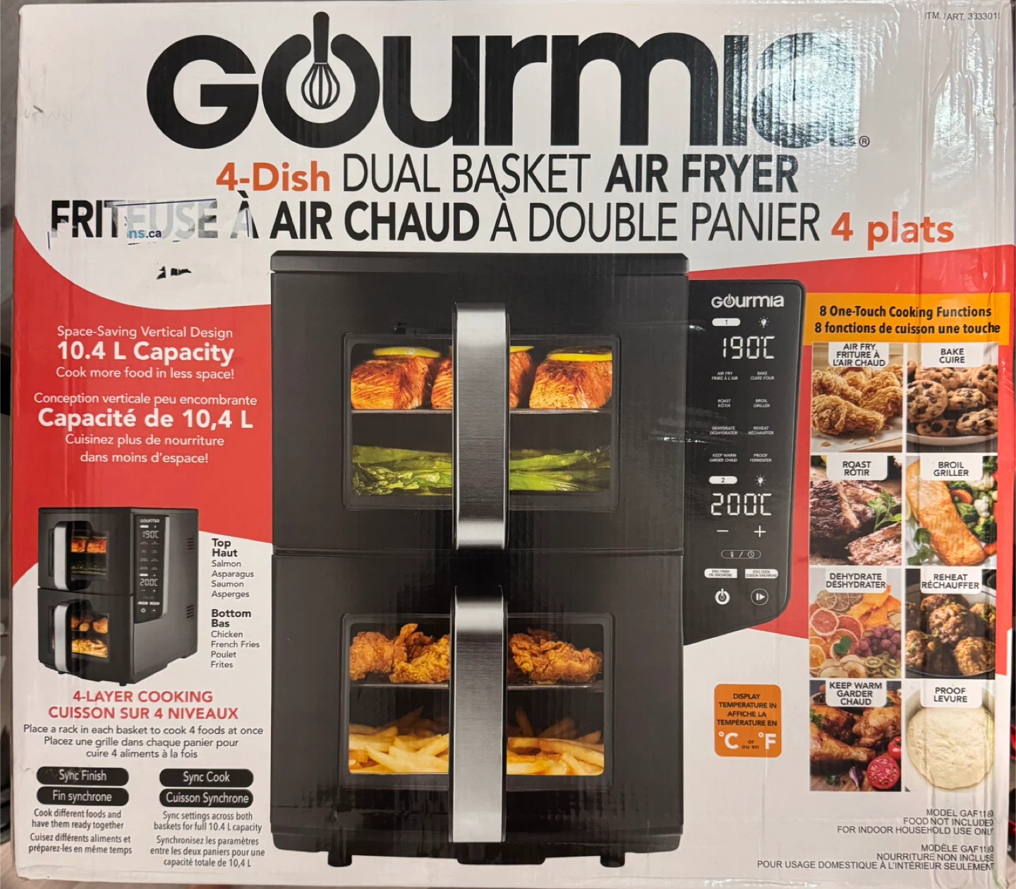 Gourmia 4-Dish Dual Basket Air Fryer - New!