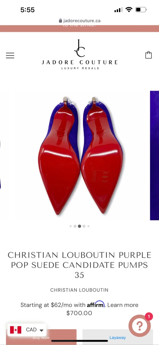 Christian Louboutin Purple Pop Suede Pumps - Size 35 image indicator(4)
