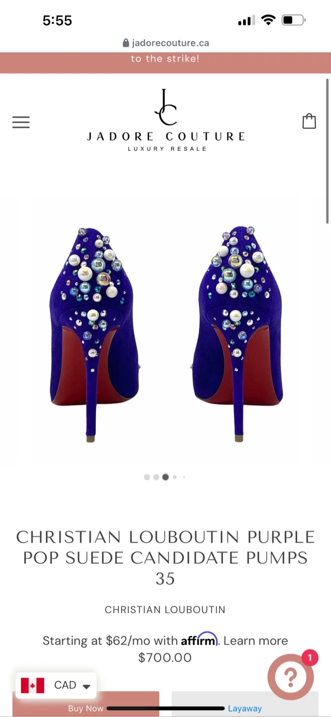 Christian Louboutin Purple Pop Suede Pumps - Size 35 image indicator(2)