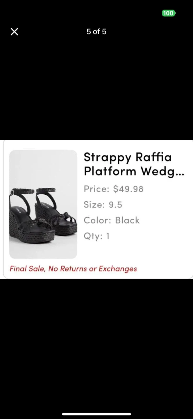 Torrid Black Strappy Raffia Platform Wedge Sandals - Size 9.5 image indicator(5)