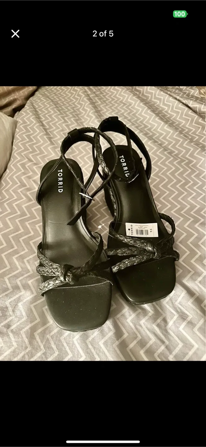 Torrid Black Strappy Raffia Platform Wedge Sandals - Size 9.5 image indicator(2)