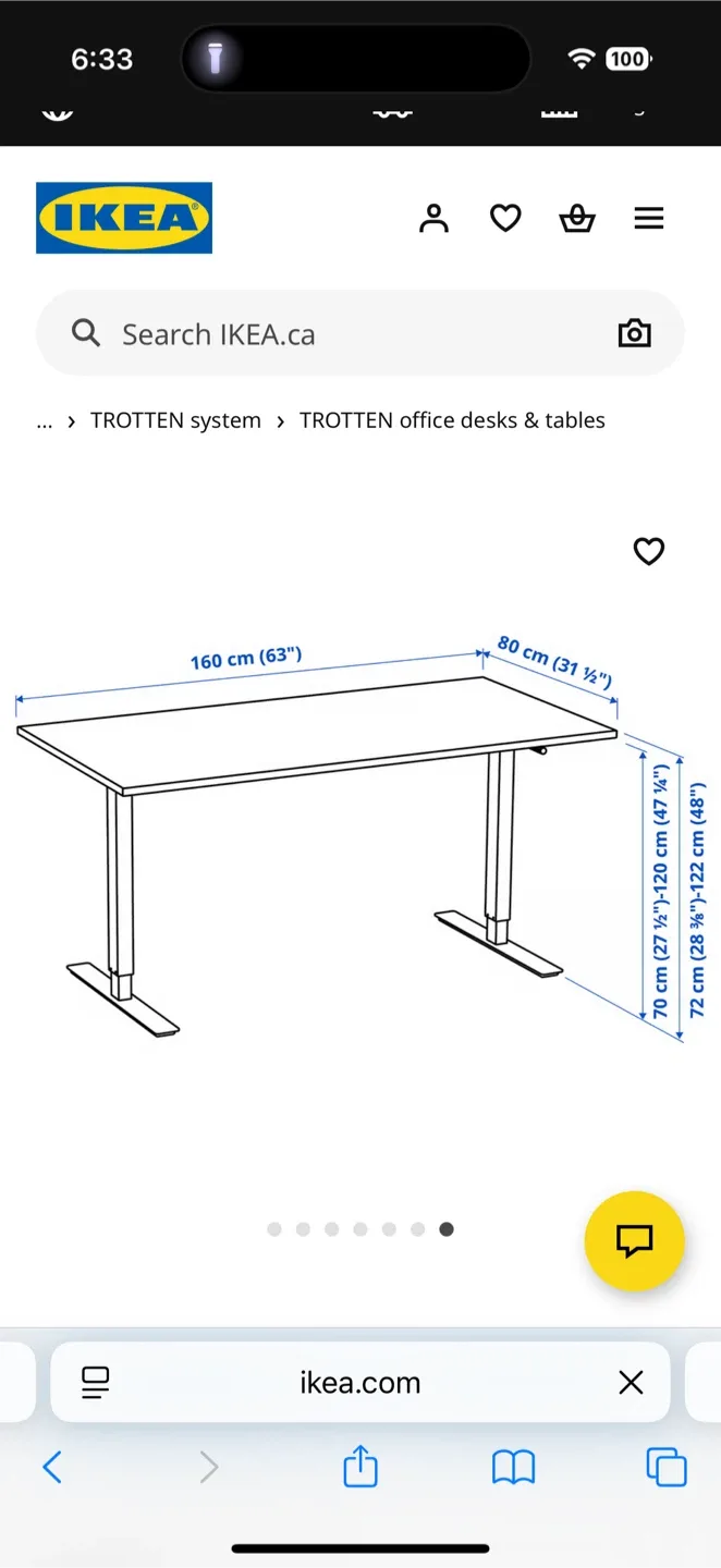 IKEA Trotten Beige/White Sit/Stand Desk 160 x 80 image indicator(2)