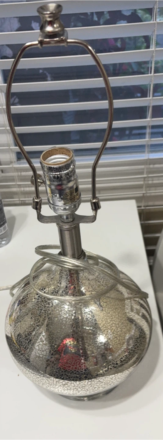 Silver Crackle Glass Table Lamp