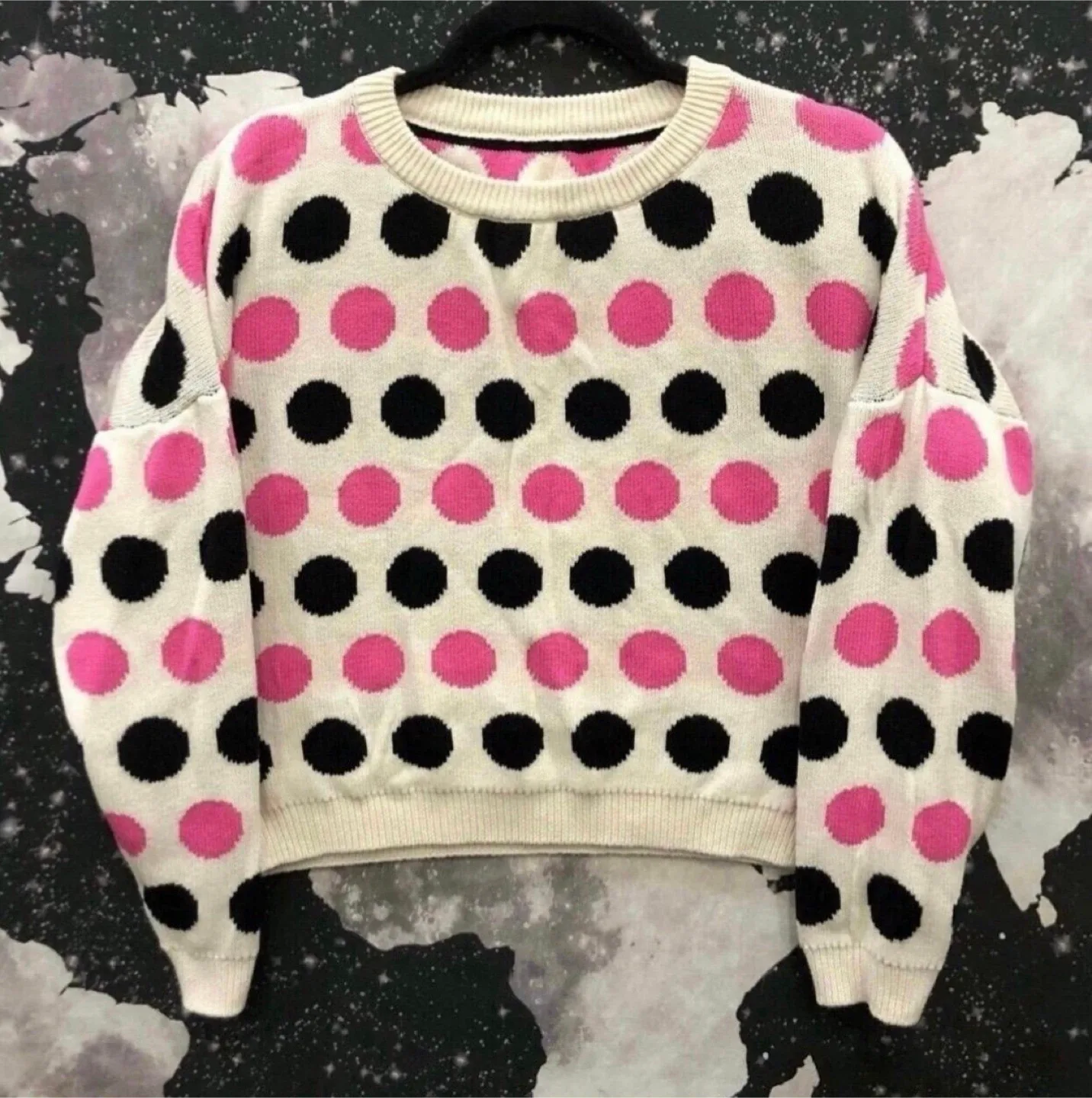 Polka dot pattern womens crop sweater