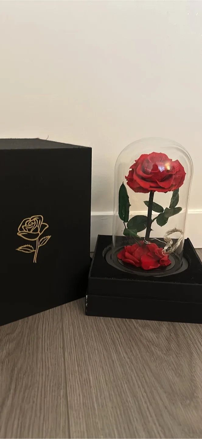 Beauty and the Beast Rose in Glass Dome thumbnail