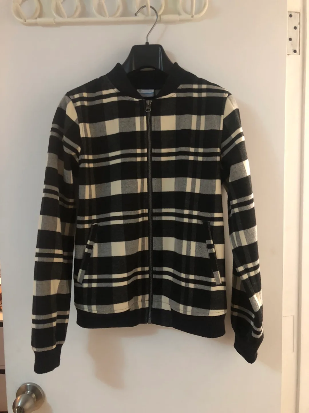 Columbia Black & White Plaid Bomber Jacket - Size S thumbnail