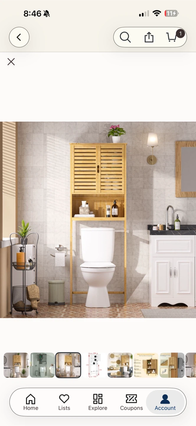 VEIKOUS Over The Toilet Storage Cabinet - Bamboo