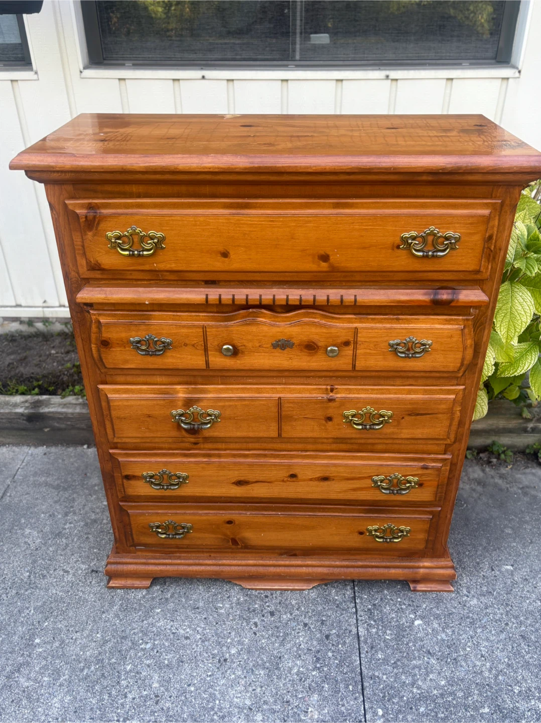 Wooden Dresser with Gold Handles
