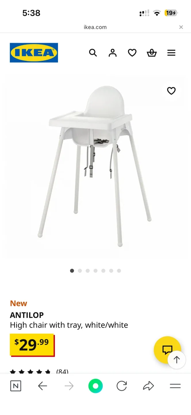 IKEA Antilop High Chair - White/Silver image indicator(5)