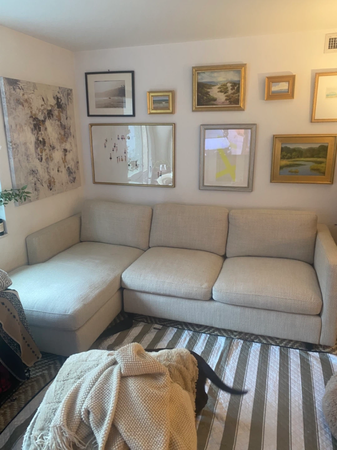 Chaise With One Arm Stucco Tweed Sofa