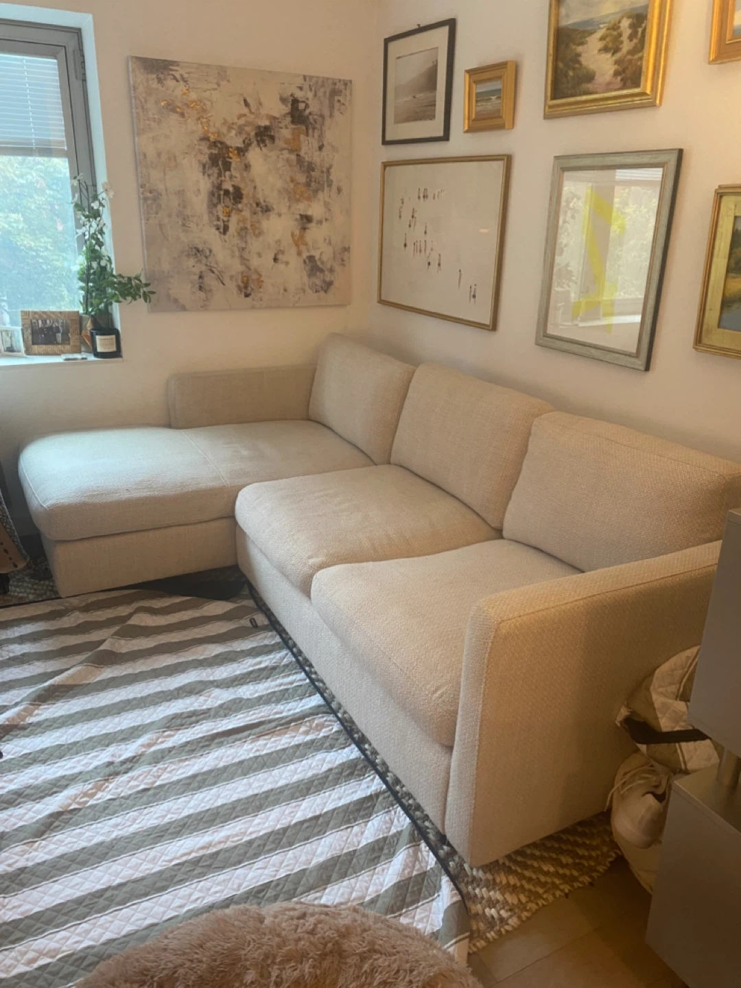 Chaise With One Arm Stucco Tweed Sofa - photo 2