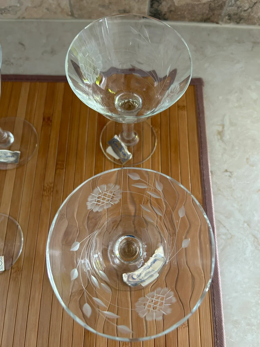 6 VINTAGE WJ HUGHES CRYSTAL CORNFLOWER GLASSES (SEE DESCRIPTION) image indicator(3)