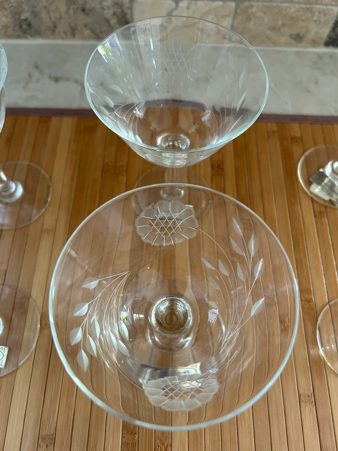 6 VINTAGE WJ HUGHES CRYSTAL CORNFLOWER GLASSES (SEE DESCRIPTION) image indicator(4)