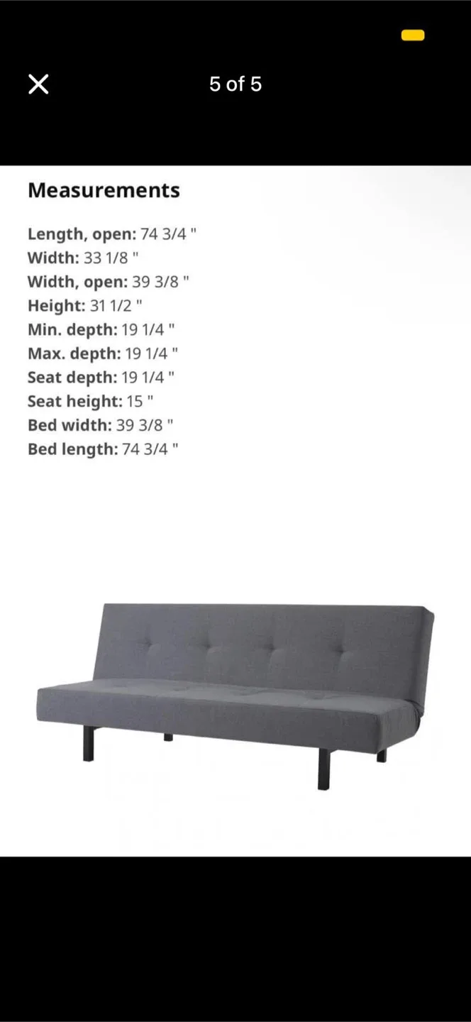 Black Futon Sofa Bed - Great Condition! image indicator(3)