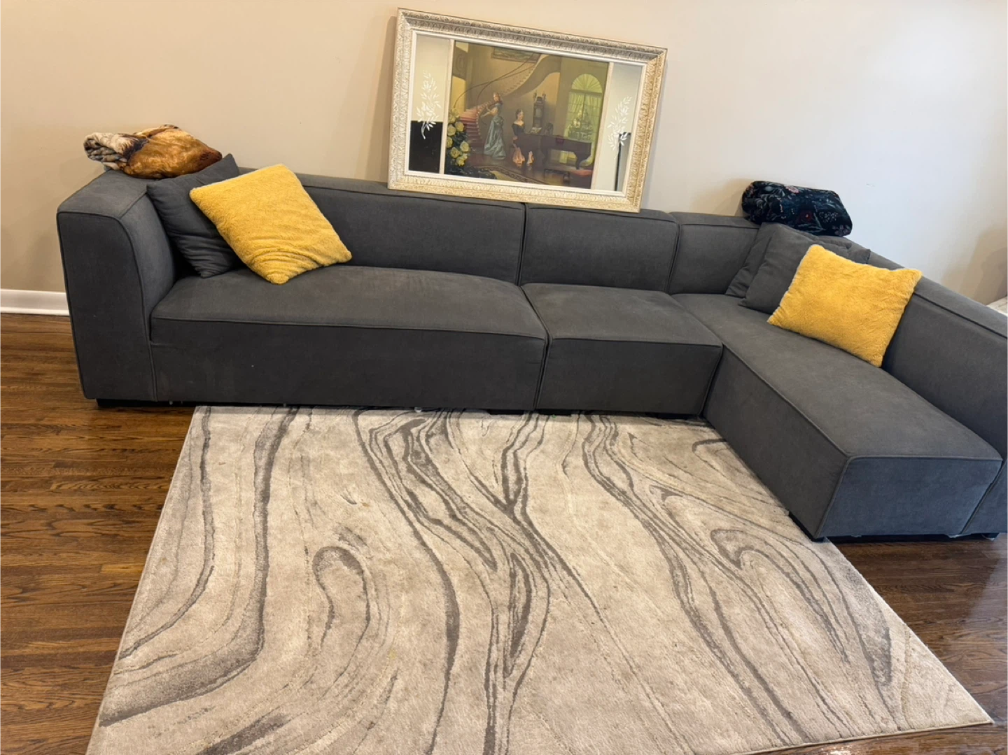 Grey Modular Sectional Sofa and carpet - photo 2