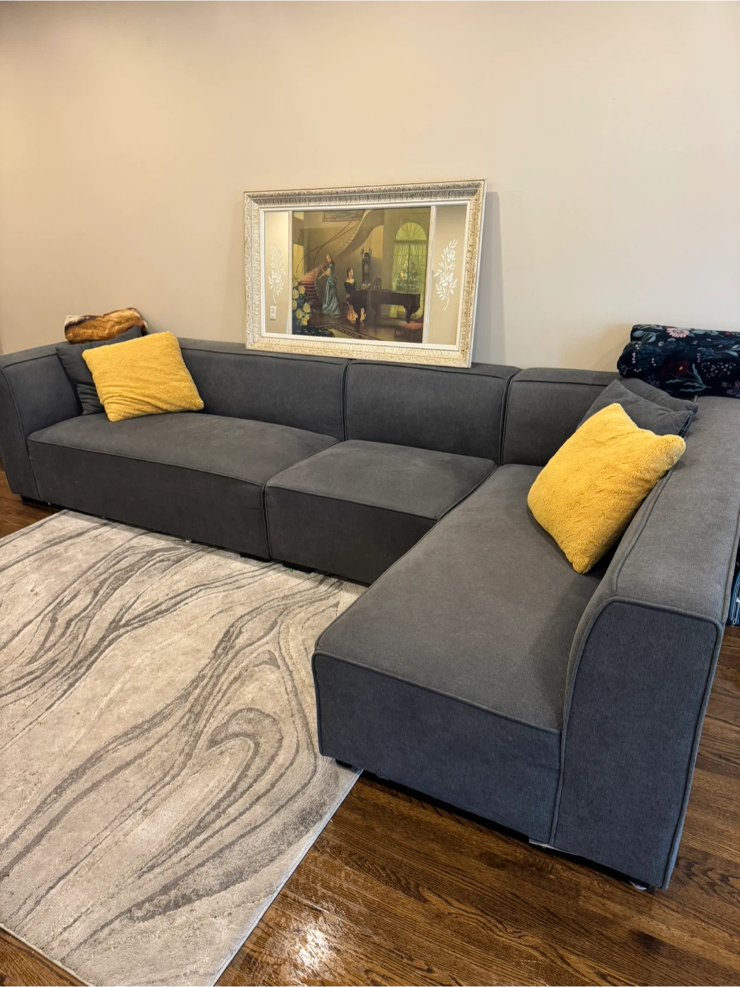 Grey Modular Sectional Sofa and carpet - photo 3