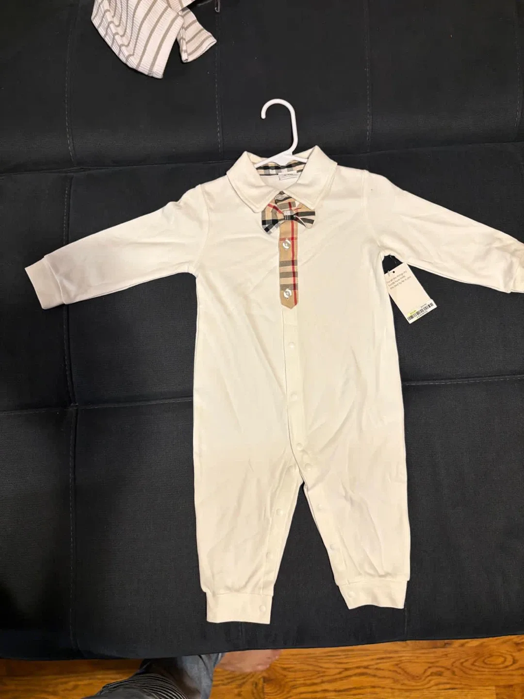 Burberry Baby Romper with Bowtie thumbnail