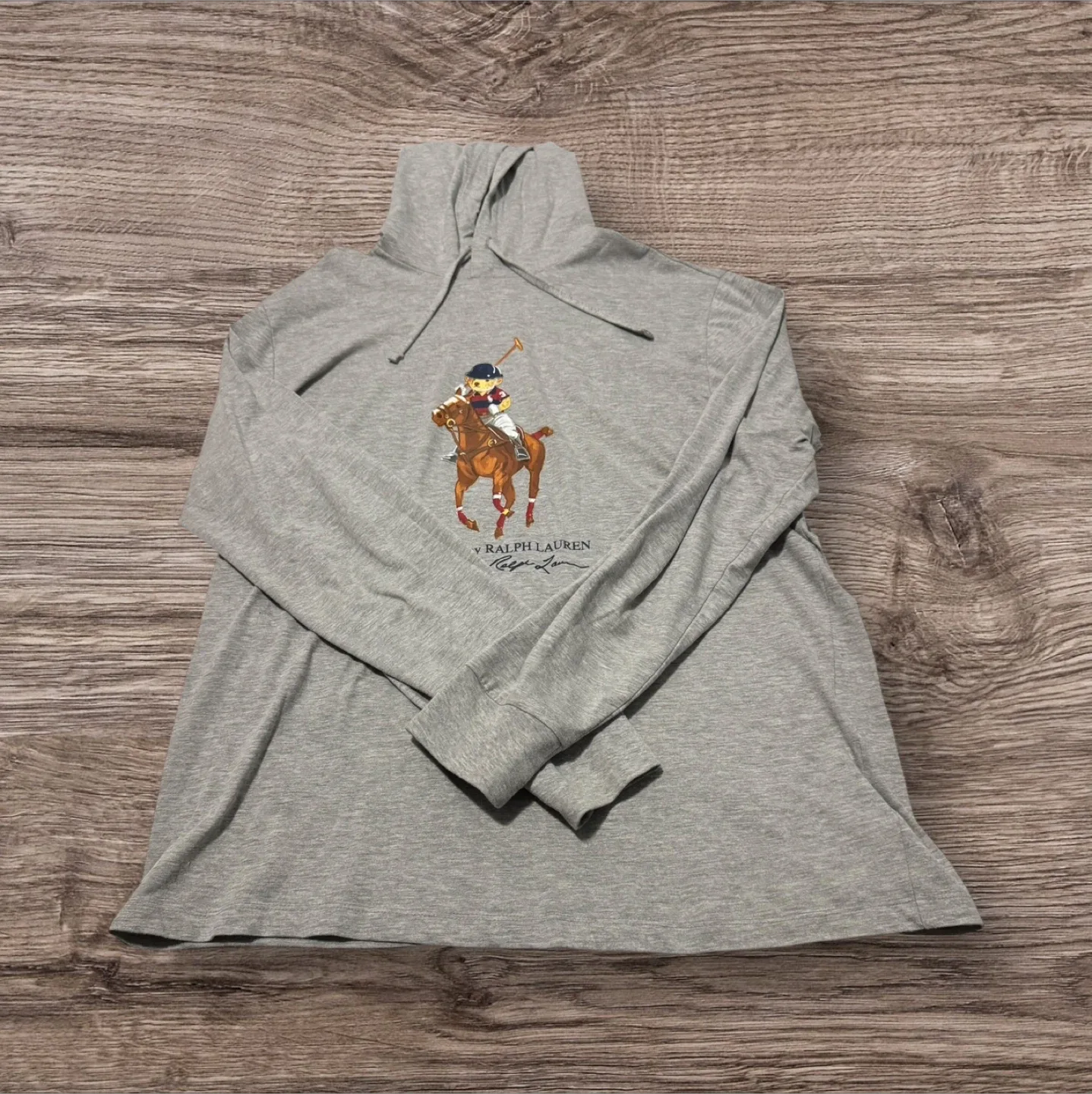 Ralph Lauren Polo Bear Grey Hoodie Sz XL thumbnail