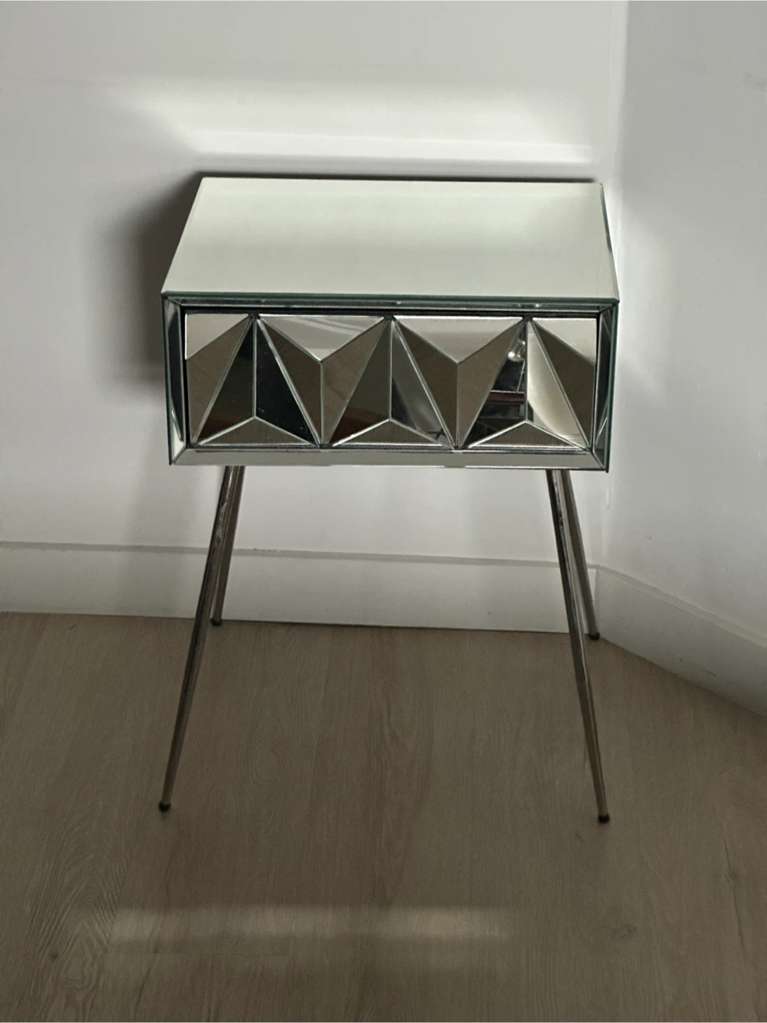 Mirrored Accent Table Nightstand - photo 2