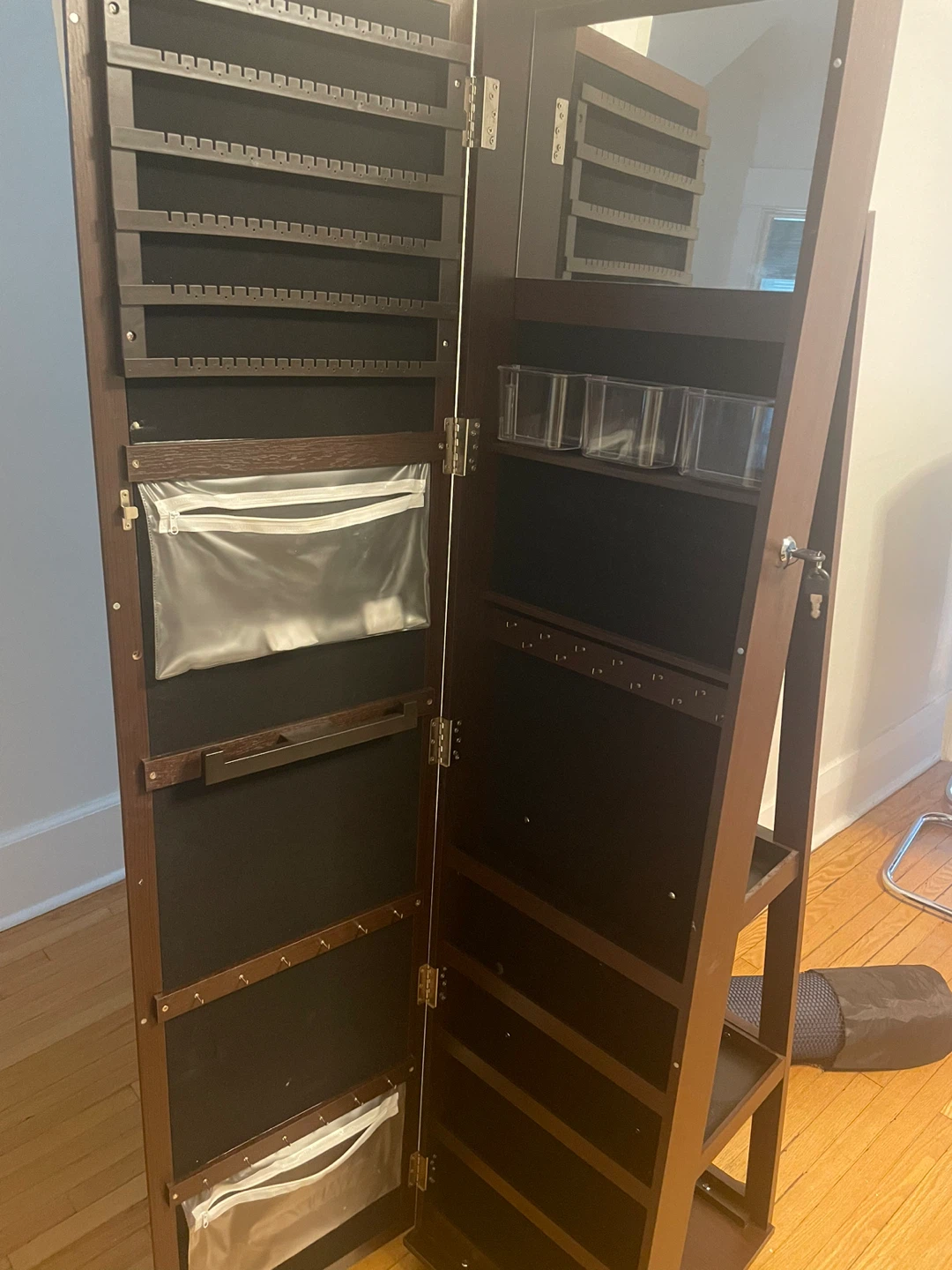 Standing Jewelry Armoire Mirror Cabinet