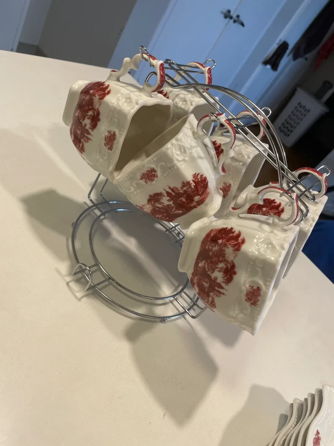 Vintage Tea Set with Teapot, Cups, and Plates image indicator(6)