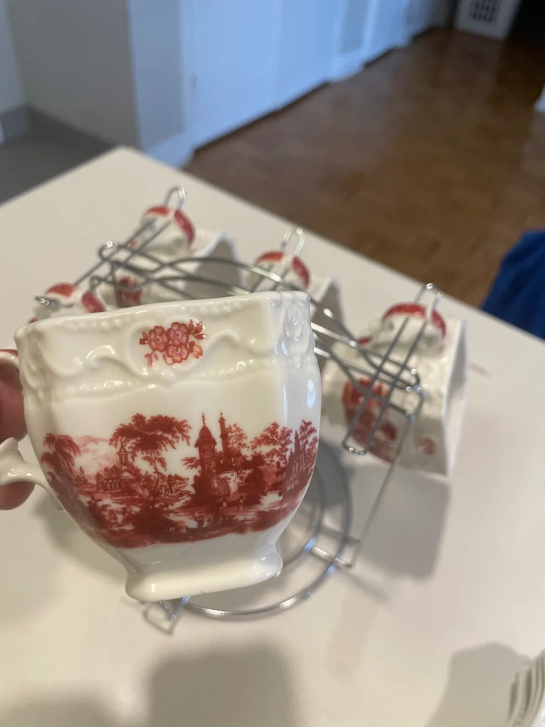 Vintage Tea Set with Teapot, Cups, and Plates image indicator(4)